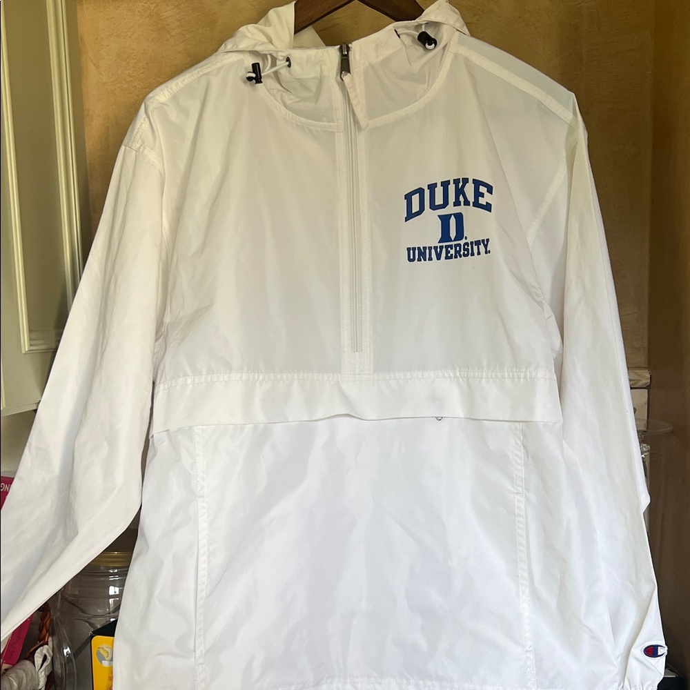 Champion White and Blue Duke University Pullover